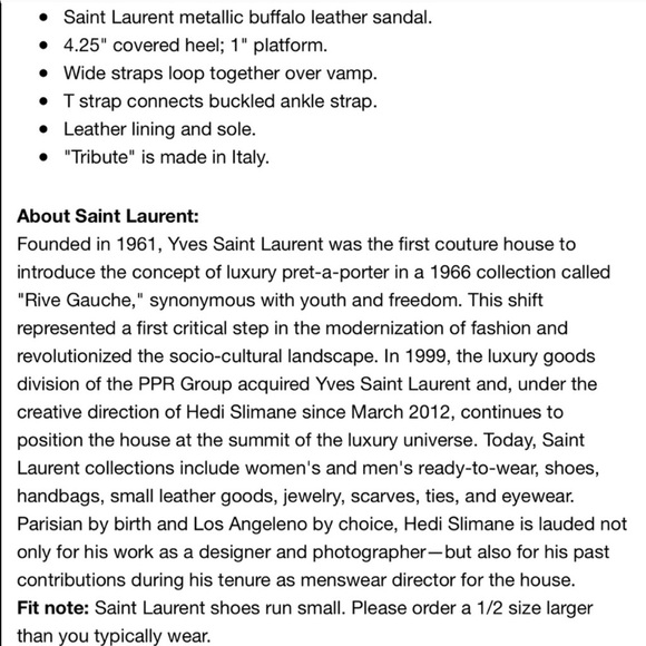 YSL Metallic Gold Tribute Sandals - Picture 2 of 6